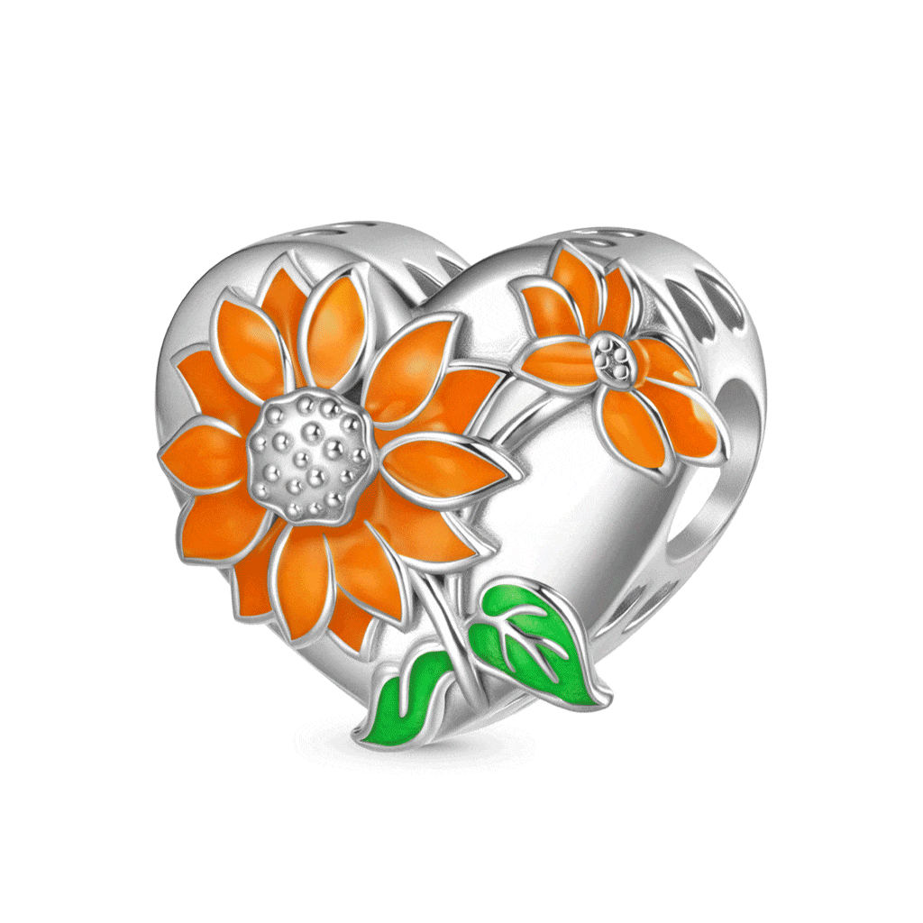 Sonnenblumen Herz Gravierbarer Charm