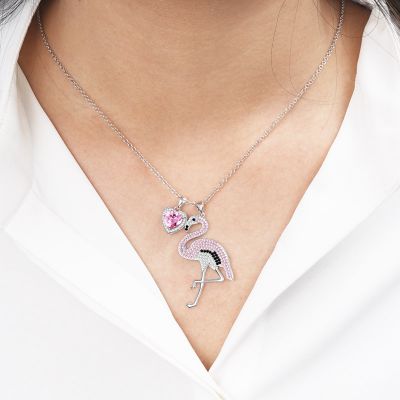 Flamingo & Herz Halskette