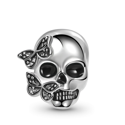 Charms Anhänger Skull Totenkopf mit Strass und Karabiner