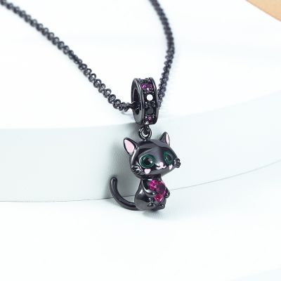 Schwarze Katze Halskette