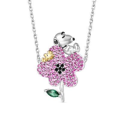 Snoopy Blume Diamant Halskette