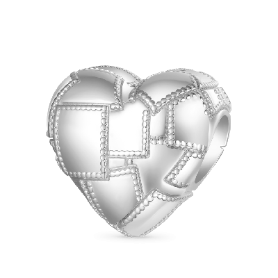 Metallic Silber Textur Herz Charm