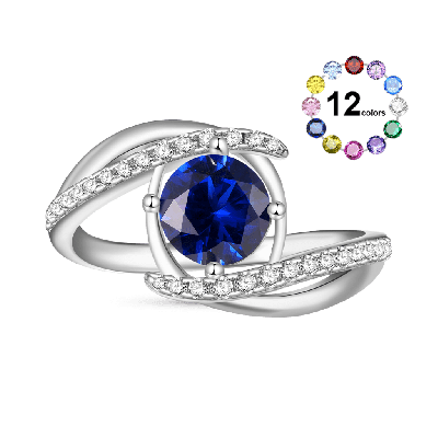Vintage Blauer Zirkon Geburtsstein Ring