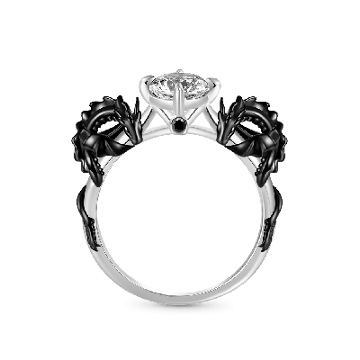 Schwarzer Drache Umarmung Diamant Ring