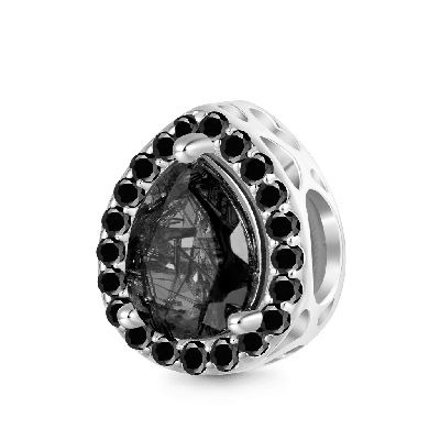 Schwarzer Haarquarz-Einfassung Gravur Charm