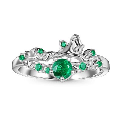 Eleganter Moosgrüner Diamantring