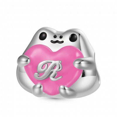 Frosch umarmt Herz Charm