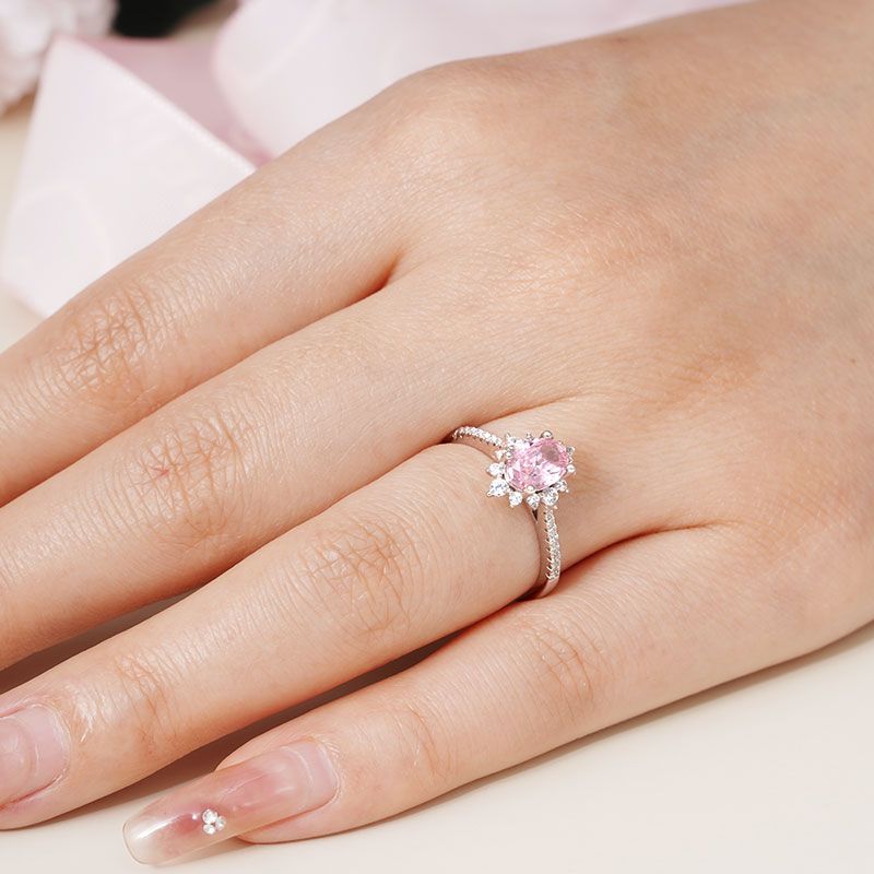 Pink oval diamond ring discount