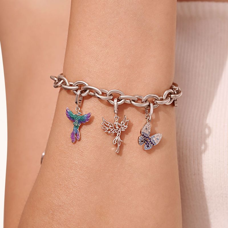 Gnoce Charm Perle Sterling Silber Phönix Karabinerverschluss Charm
