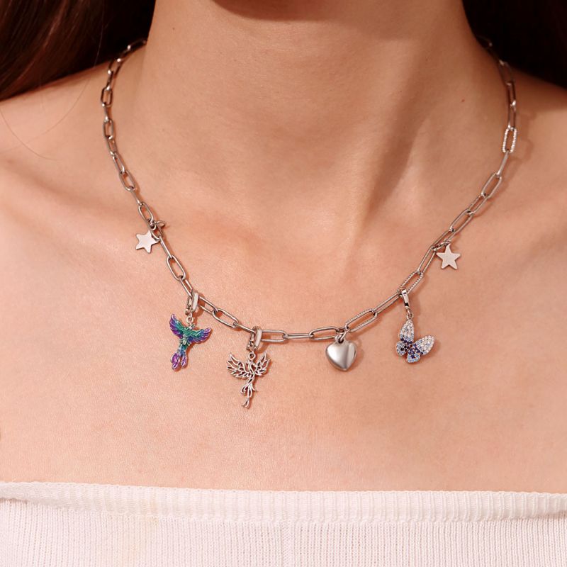 Gnoce Charm Perle Sterling Silber Phönix Karabinerverschluss Charm