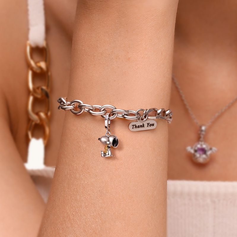 Gnoce Charm Anhänger Peanuts Snoopy & Woodstock Umarmung Anhänger